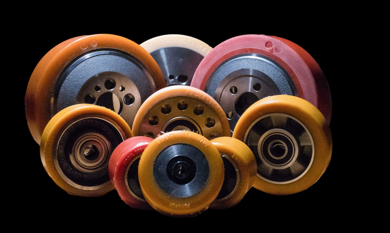 Räder Vogel industrihjul i ulike størrelser og farger